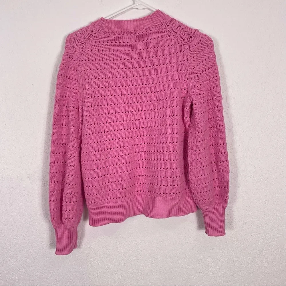 J. Crew Bubblegum Pink Cutout Hole Patterned‎ Pullover Sweater